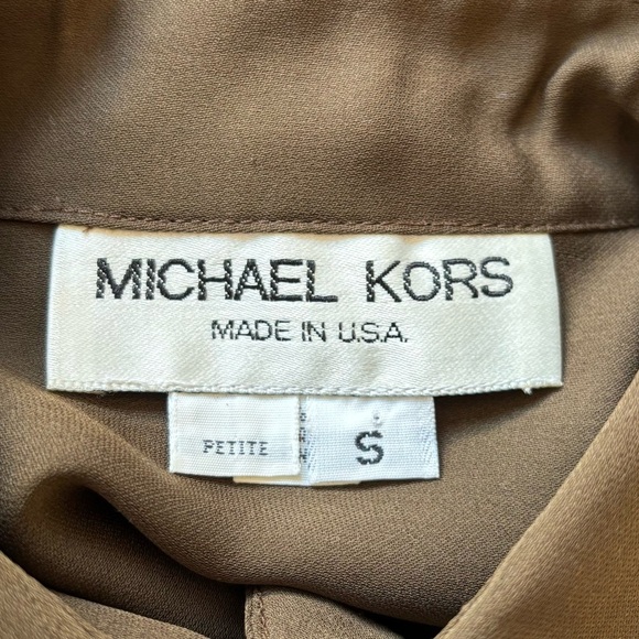 Michael Kors Vintage Brown Flowing Open Front One Button Collar Blouse EUC Sz SP - Picture 5 of 7